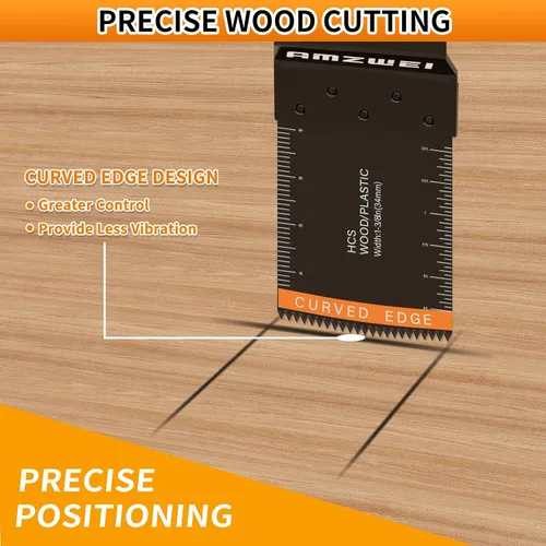 Vista 3 de AMZWEI 22 cuchillas oscilantes para herramientas, 5 tipos de titanio y HCS hojas de sierra oscilantes para metal, madera, plástico, cuchillas