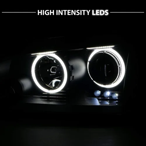 Vista 6 de AmeriLite Juego de faros delanteros de repuesto para Dodge Charger Dual Xtreme 2006-2010 con anillos de halo LED, color negro, lado del pasajero