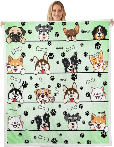 Vista 28 de Manta de franela de animales de dibujos animados para todas las estaciones, manta de cama azul con estampado de amor Kawaii para decoración