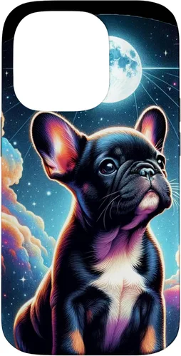 Vista 17 de Funda para iPhone SE (2020) / 7 / 8 Bulldog Francés Puppy Under The Moon In Space