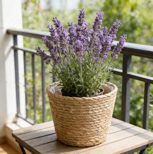 Vista 3 de FOMIYES Maceta de paja tejida para decoración del hogar, macetas de hierba marina, cesta de jardín para plantas de jardín, jarrón de ratán