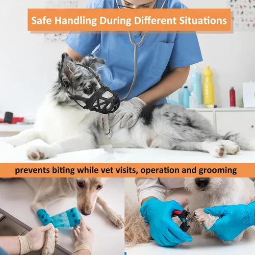 Vista 3 de BARKLESS Bozal para perro, bozal de cesta para morder, masticar y hurgar, cubierta de boca de jaula humanitaria, perfecto para acicalamiento
