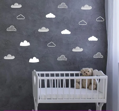 Vista 8 de Calcomanías de pared de nubes, calcomanías de pared para habitación de niños, calcomanías de pared de nube, calcomanías de vinilo para bebés, niños