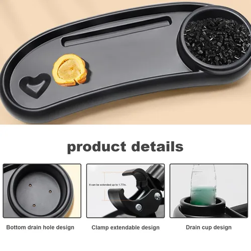Vista 7 de 1 bandeja de aperitivos para cochecito de bebé con soporte para tazas y soporte para teléfono, bandeja universal para refrigerios, bandeja extraíble