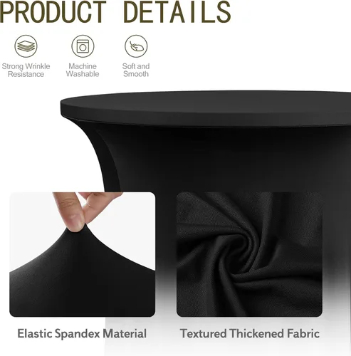 Vista 3 de ANMINY Paquete de 4 fundas para mesa de cóctel de elastano con falda con volantes, ropa de cama elástica para mesas redondas de 24 pulgadas