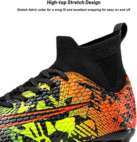 Vista 2 de Zapatos de fútbol de caña alta para hombre, antideslizantes, resistentes al desgaste, botas de fútbol con picos