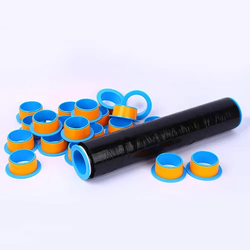Vista 7 de OVOV - 2 pares de dispensadores de película elástica para manos de plástico para núcleo de 3 pulgadas, color azul