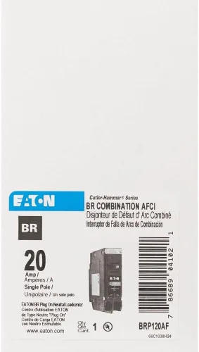Vista 2 de Eaton BR 20A Disyuntor AFCI de un solo polo - 1 unidad