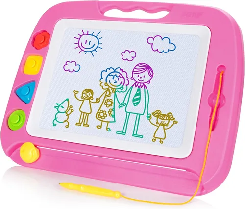 Vista 19 de SGILE Tablero magnético de dibujo para niños, juguetes para niños pequeños de 1, 2, 3, 4 años, bloc de bocetos y bocetos con 4 sellos, juguetes