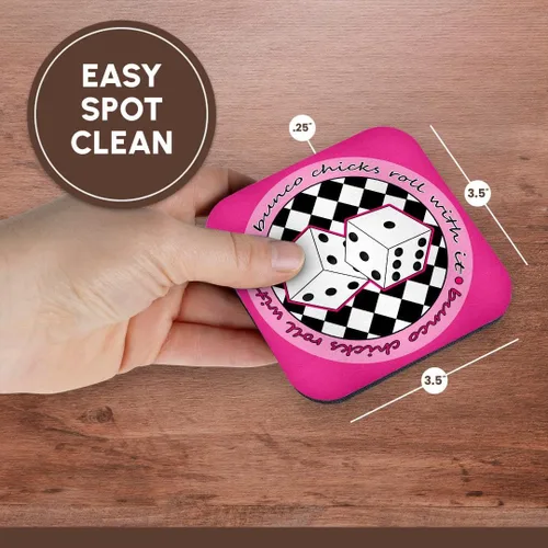 Vista 7 de Janna Salak Designs Bunco – Bunco polluelos rollo con it Rosa – Posavasos