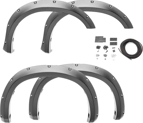 Vista 12 de Bushwacker Extend-A-Fender Guardabarros delanteros y traseros extendidos Juego de 4 piezas, negro, acabado liso 50926-02 Compatible con Dodge