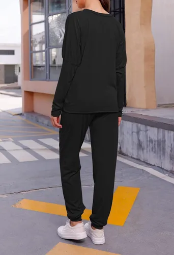 Vista 4 de Fixmatti - Conjunto deportivo de 2piezas para mujer de estilo informal, pantalón largo