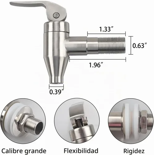 Vista 4 de Grifo de repuesto de acero inoxidable para té solar, agua, jugo o varias bebidas
