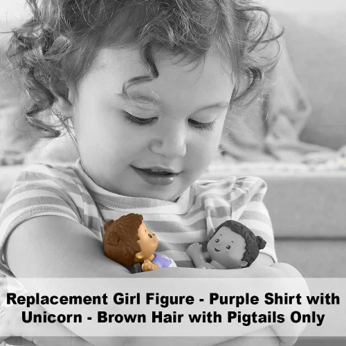 Vista 5 de Pieza de repuesto para Fisher-Price Little People Snuggle Twins - GKY44 ~ Figura de niña gemela ~ Camisa morada con unicornio y coletas
