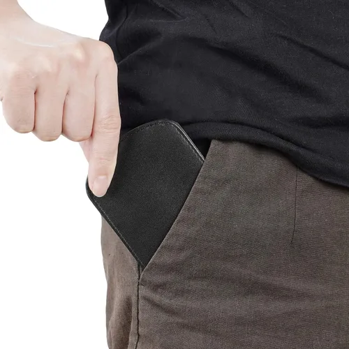 Vista 2 de Polare - Billetera plegable de cuero real italiano con bolsillo frontal delgado y curvo para hombre