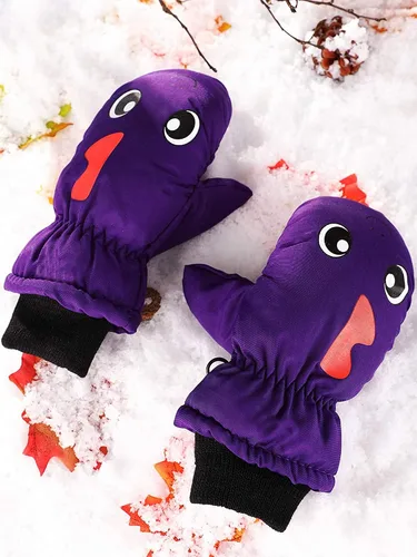 Vista 7 de Guantes de esquí de invierno guantes impermeables con forro de algodón cálido para niños