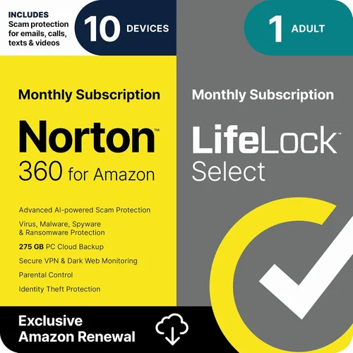 Vista 9 de Norton 360 Premium, 2023 Ready, software antivirus para 10 dispositivos con renovación automática, incluye VPN, copia de seguridad en la nube de PC