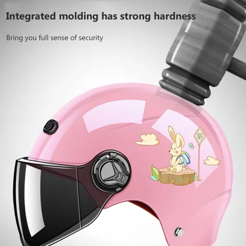 Vista 5 de Lindo casco de motocicleta para niños con orejas de gato, casco ultrafino de media cáscara para motocicleta, casco abierto para motociclista, casco