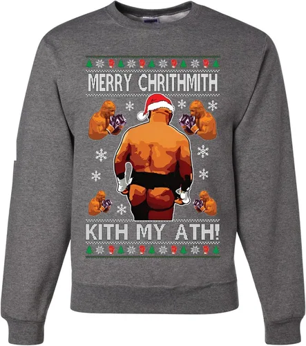Vista 13 de wild custom apparel Merry Chrithmith Kith My Ath suéter feo de Navidad divertido con cuello redondo sudadera Negro