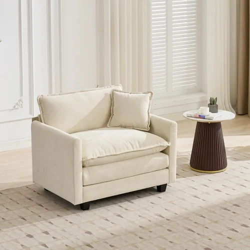 Vista 24 de Sofá seccional modular, sofá seccional en forma de L de 76.7 pulgadas con otomana móvil, cómodo loveseat de chenilla nube con reposabrazos