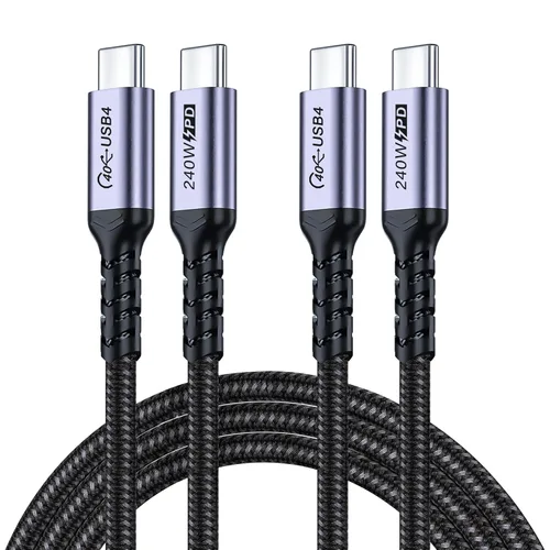 Vista 8 de Paquete de 2 cables USB 4 de 1 pie, cable USB C a USB C de 240 W, transferencia de datos de alta velocidad de 40 Gbps y salida de video de pantalla