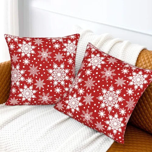 Vista 6 de Fiokroo Juego de 2 fundas de almohada de copos de nieve de Navidad, fundas de almohada cuadradas para sofá, dormitorio, sala de estar, automóvil, 18