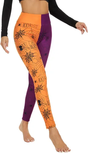 Vista 3 de Eyanse Leggings de Halloween, leggings de Navidad para mujer, cintura alta cepillada suave