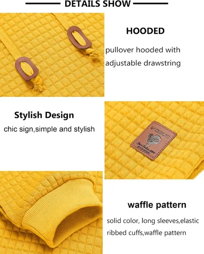 Vista 5 de COOFANDY - Sudadera con capucha para hombre, casual, de manga larga, con cordón ajustable y punto gofre