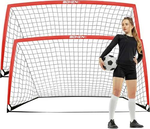 Vista 15 de BOHEN 9x5 FT Kids Soccer Goals with Carry Bag, Portable Folding Soccer Net for Backyard Training, Indoor/Outdoor Use for Youth and Adult