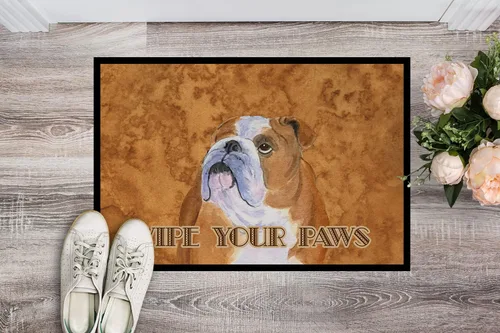 Vista 2 de Caroline's Treasures SS4893MAT Bulldog English Wipe Your Paws - Tapete para puerta delantera, 18 x 27 pulgadas, tapete para puerta delantera