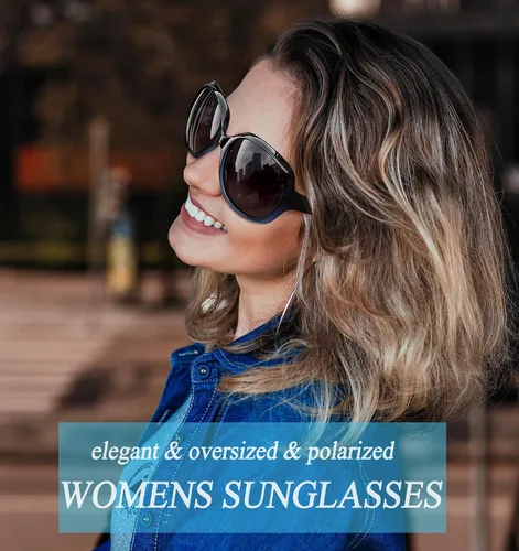 Vista 56 de Joopin Lentes de sol de gran tamaño para mujer, polarizados, grandes, para conducción, protección UV, grandes sombras