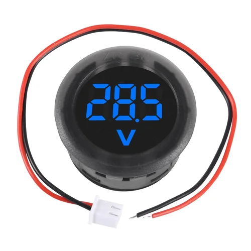 Vista 3 de 5 piezas DC 4-100V medidor de voltaje digital LED para auto, voltímetro de 2 cables redondo, medidor de voltaje y corriente digital DC, detector