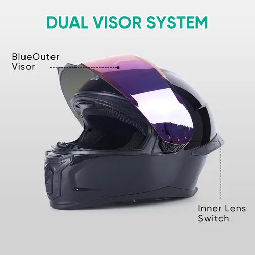 Vista 5 de Full Face Motorcycle Racing Street Bike Helmet with Cycling Glasses and Visor for Unisex-Adult