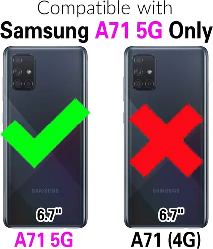 Vista 2 de Asuwish Funda de teléfono para Samsung Galaxy A71 5G con protector de pantalla de vidrio templado y soporte de anillo de bloqueo RFID, soporte