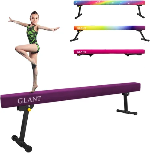 Vista 16 de GLANT - Viga de equilibrio ultrasimple ajustable y plegable de 8 pies, equipo de gimnasia de suela de piso alto y bajo, sin necesidad