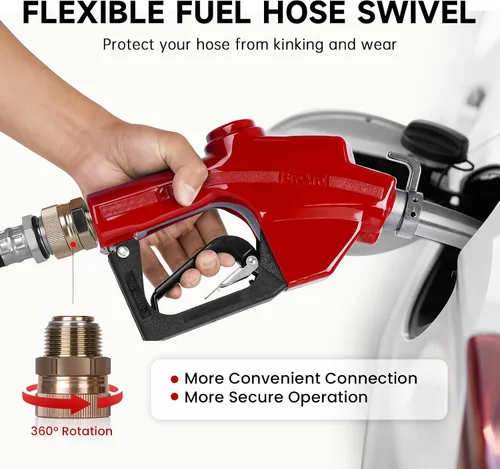 Vista 2 de Boquilla de combustible automática de 1 pulgada NPT de apagado automático roja con junta giratoria de 19/16 pulgadas (diámetro exterior = 30 mm)
