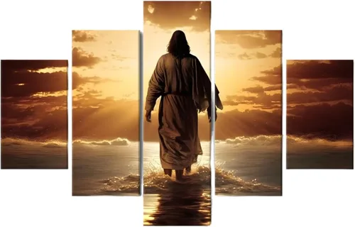 Vista 34 de Lienzo decorativo para pared de sala de estar, impresión retro con luz de esperanza de Jesús, 1 panel, póster de lienzo moderno para dormitorio