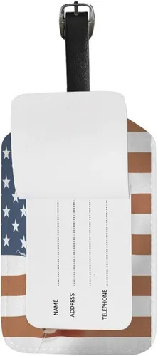 Vista 4 de Guitong - Etiqueta de equipaje de viaje con águila calva, bandera americana, etiqueta de maleta, identificador de viaje, cuero inteligente