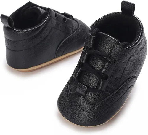 Vista 5 de LAFEGEN Mocasines clásicos de piel sintética para bebés, niños y niñas, suela suave, zapatos de vestir Oxford, zapatos de vestir planos