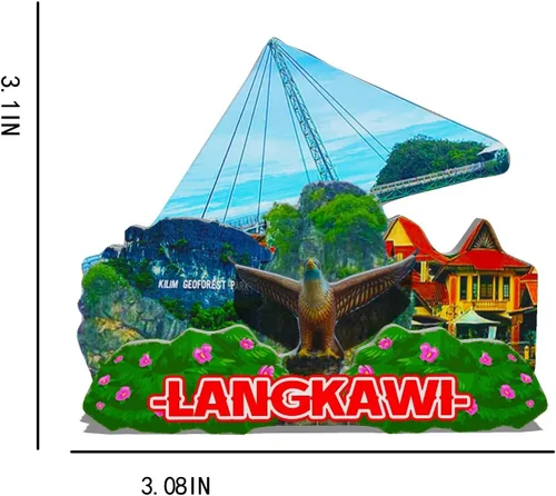 Vista 3 de Imán de Malasia Langkawi para nevera de madera 3D, monumentos de viaje, coleccionables, recuerdos, decoración hecha a mano -615