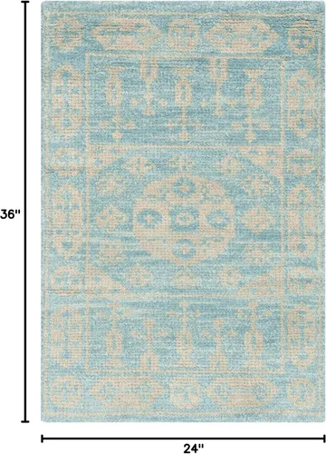 Vista 2 de SAFAVIEH Kenya Collection - Alfombra decorativa, 2 x 3 pies, marfil y azul, lana de medallón oriental anudada a mano, ideal para zonas de alto