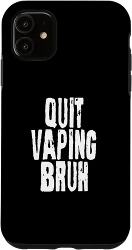 Vista 5 de iPhone 14 Quit Vaping Bruh Funny Anti Vaping Anti Vape Concientización Caso