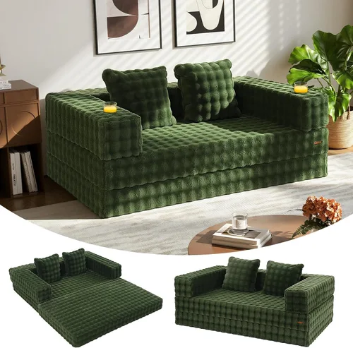 Vista 12 de COMAX Sofá cama futón, sofá cama convertible, sofás plegables sin hueso
