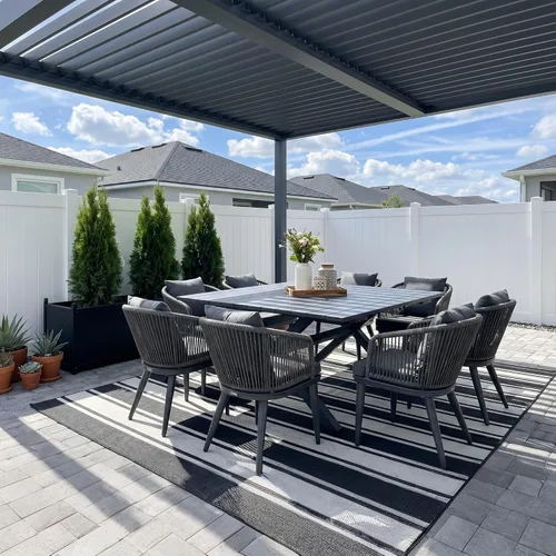 Vista 25 de PURPLE LEAF Juego de muebles para patio de 7 piezas, juego de mesa y sillas de mimbre para exteriores, marco rectangular de aluminio para jardín