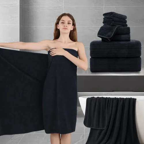 Vista 47 de Juego de toallas de baño de 8 piezas 2 toallas de baño grandes de gran tamaño, 2 toallas de mano y 4 paños Juego de toallas de baño ultrasuaves