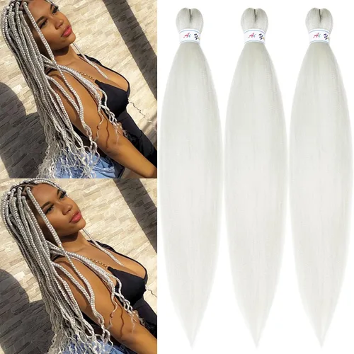 Vista 22 de Pelo trenzado corto 1B negro preestirado Extensiones de pelo trenzado para niños para trenzas de caja sin nudos, pelo trenzado preestirado de 16