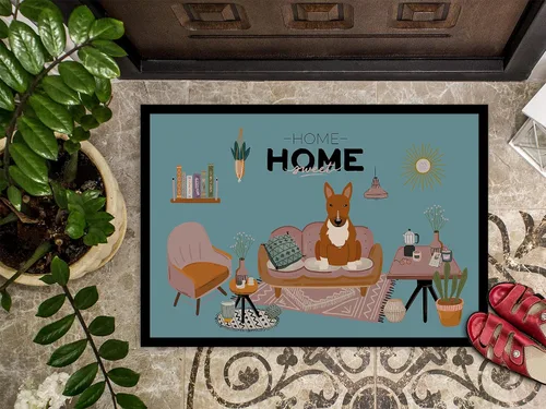 Vista 3 de Caroline's Treasures CK7979MAT Red Bull Terrier Sweet Home Felpudo de 18 x 27 pulgadas, tapete para puerta delantera, interior y exterior