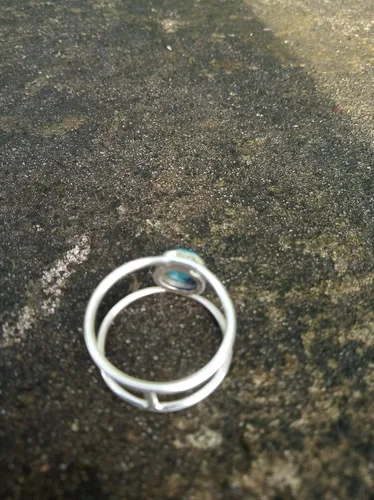 Vista 3 de Blue Copper Turquoise Ring, 925 Sterling Silver Ring, Double Band Ring, December Birthstone Ring, Gothic Ring, Wedding Ring, Gift For Her, Gypsy