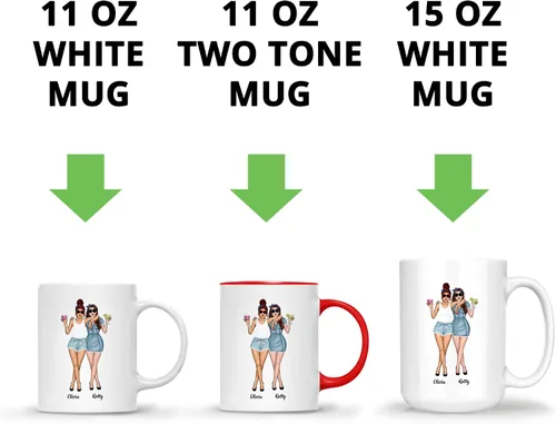 Vista 6 de Gossby Taza de café personalizada para mejores amigas, regalo personalizado para mujeres con nombre, cumpleaños, Navidad, regalo de taza de larga