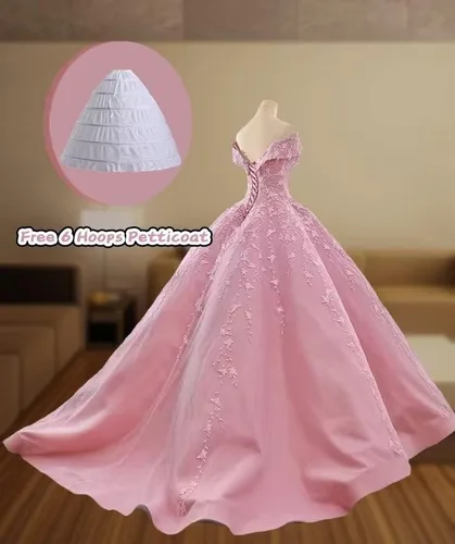 Vista 2 de Off Shoulder Quinceanera Dresses Ball Gown Puffy Lace Appliques Sweet 15 16 for Girls Prom Dresses for Women